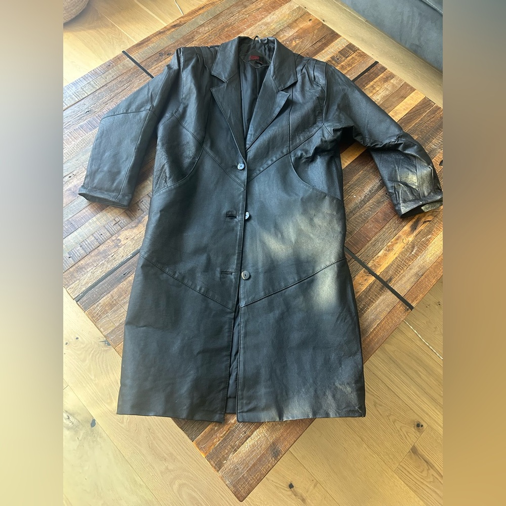 General Clothing Company Black Leather Coat. Vintage